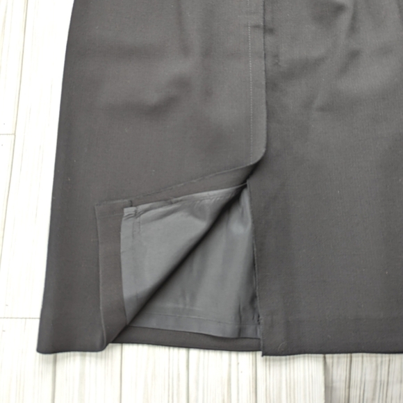 Magaschoni Pleated Wool Pencil Skirt with Slit in Black Size 10 - Picture 6 of 11